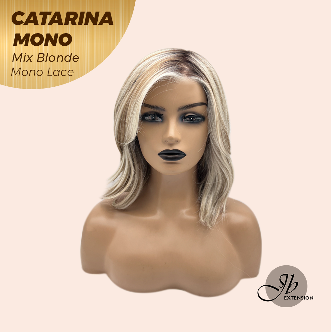 JBEXTENSION CATARINA MONO Full Monofilament Handmade Full Lace Full Hand Tied Wig 13 Inches Mix Blonde Mono Lace Handmade Futura Fiber Wig with Anti-slip Silicone Strips Glueless Wig CATARINA MONO MIX BLONDE【BENDY EAR TABS】