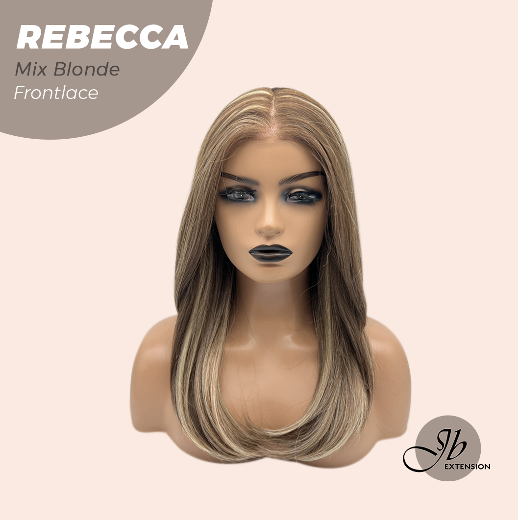 JBEXTENSION 20 Inches Long Mix Blonde Women Pre-Cut Frontlace Glueless Wig REBECCA MIX BLONDE