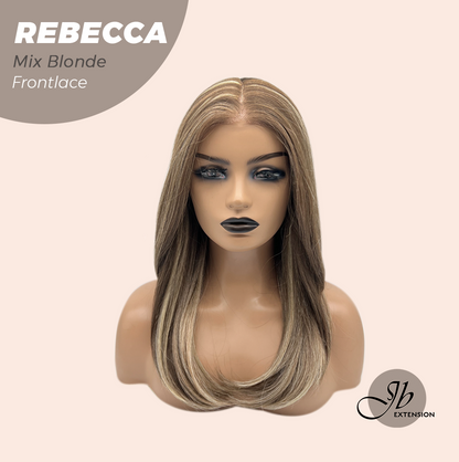 JBEXTENSION 20 Inches Long Mix Blonde Women Pre-Cut Frontlace Glueless Wig REBECCA MIX BLONDE