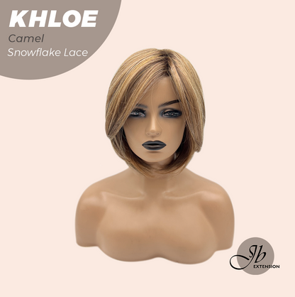 [FINAL SALE] JBEXTENSION 12 Inches Bob Cut Camel Pre-Cut Snowflake Lace Frontlace Glueless Wig KHLOE CAMEL【PERMATEASE】【BENDY EAR TABS】- M/L