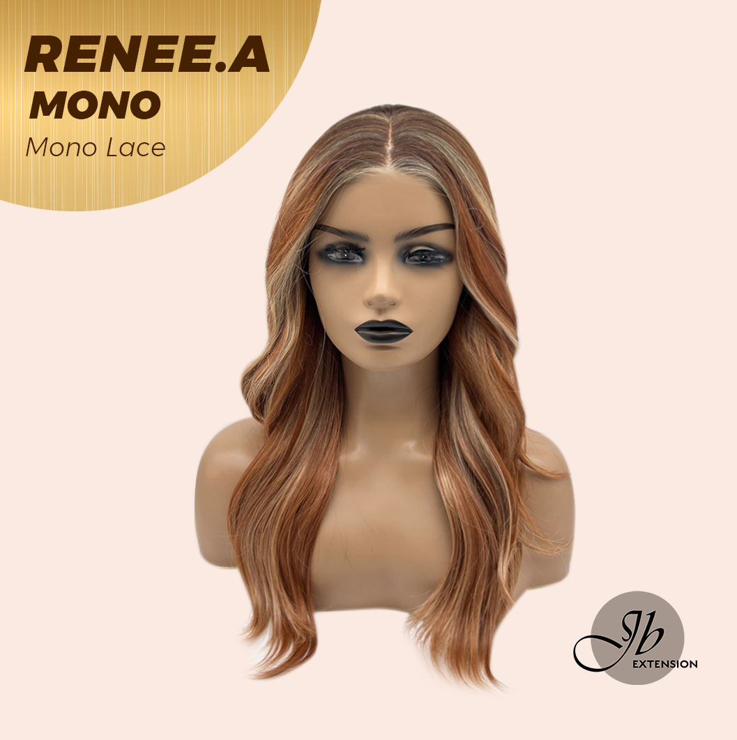 JBEXTENSION RENEE.A MONO Monofilament Handmade Wig 6X5 Full Monofilament Hand Tied Top Wig 22 Inches Cowboy Copper Mono Lace Wig With Anti-slip Silicone Strips Glueless Wig RENEE.A MONO【BENDY EAR TABS】
