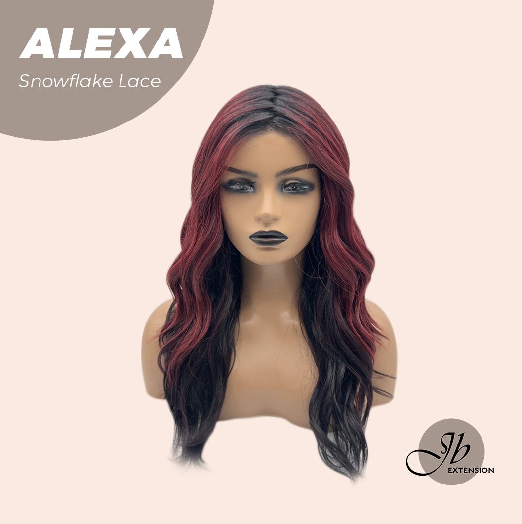 JBEXTENSION 20 Inches Curly Black Red Pre-Cut Arc Snowflake Lace Frontlace Glueless Black Sapphire Wig ALEXA【BENDY EAR TABS】