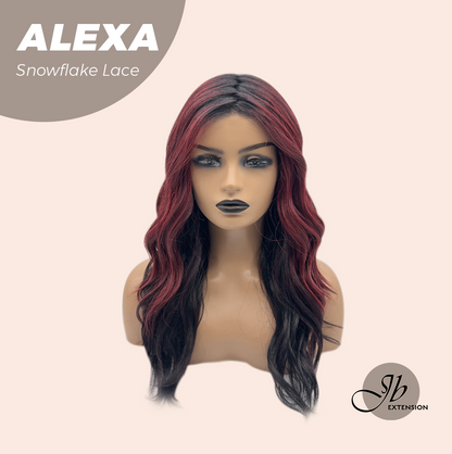 JBEXTENSION 20 Inches Curly Black Red Pre-Cut Arc Snowflake Lace Frontlace Glueless Black Sapphire Wig ALEXA【BENDY EAR TABS】