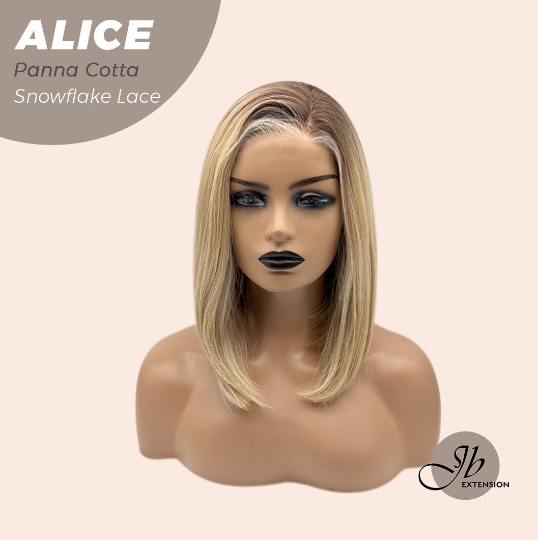 JBEXTENSION 12 Inches Panna Cotta Pre-Cut Side Part Snowflake Lace Frontlace Glueless Wig ALICE PANNA COTTA【BENDY EAR TABS】