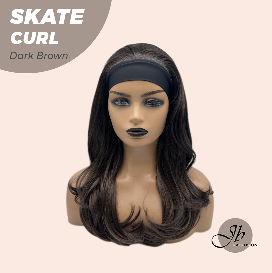 JBEXTENSION 20 Inches Curly Hair Dark Brown Headband Wig SKATE CURL