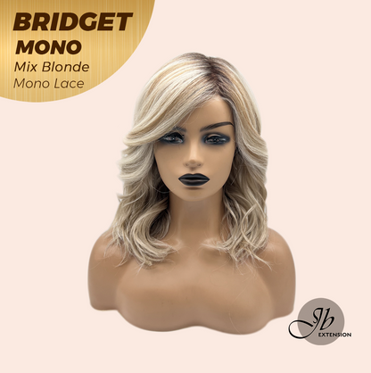 JBEXTENSION BRIDGET MONO Monofilament Handmade Wig 6X5 Full Monofilament Hand Tied Top Wig 15 Inches Mix Blonde Mono Lace Wig With Anti-slip Silicone Strips Glueless Wig BRIDGET MONO MIX BLONDE【BENDY EAR TABS