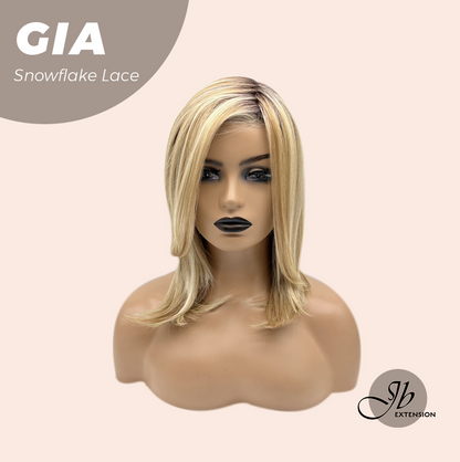 JBEXTENSION 16 Inches Mix Blonde Pre-Cut Side Part Snowflake Lace Frontlace Glueless Wig GIA【BENDY EAR TABS】