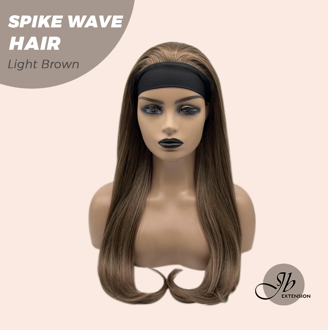 JBEXTENSION 24 Inches Long Curly Hair Light Brown Headband Wig SPIKE WAVE HAIR - LIGHT BROWN