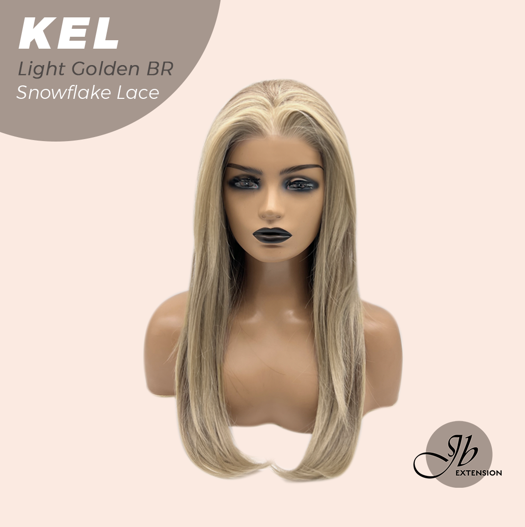 JBEXTENSION 22 Inches Light Golden Brown Pre-Cut Snowflake Lace Frontlace Glueless Wig KEL LIGHT GOLDEN BROWN【PERMATEASE】【BENDY EAR TABS】- M/L