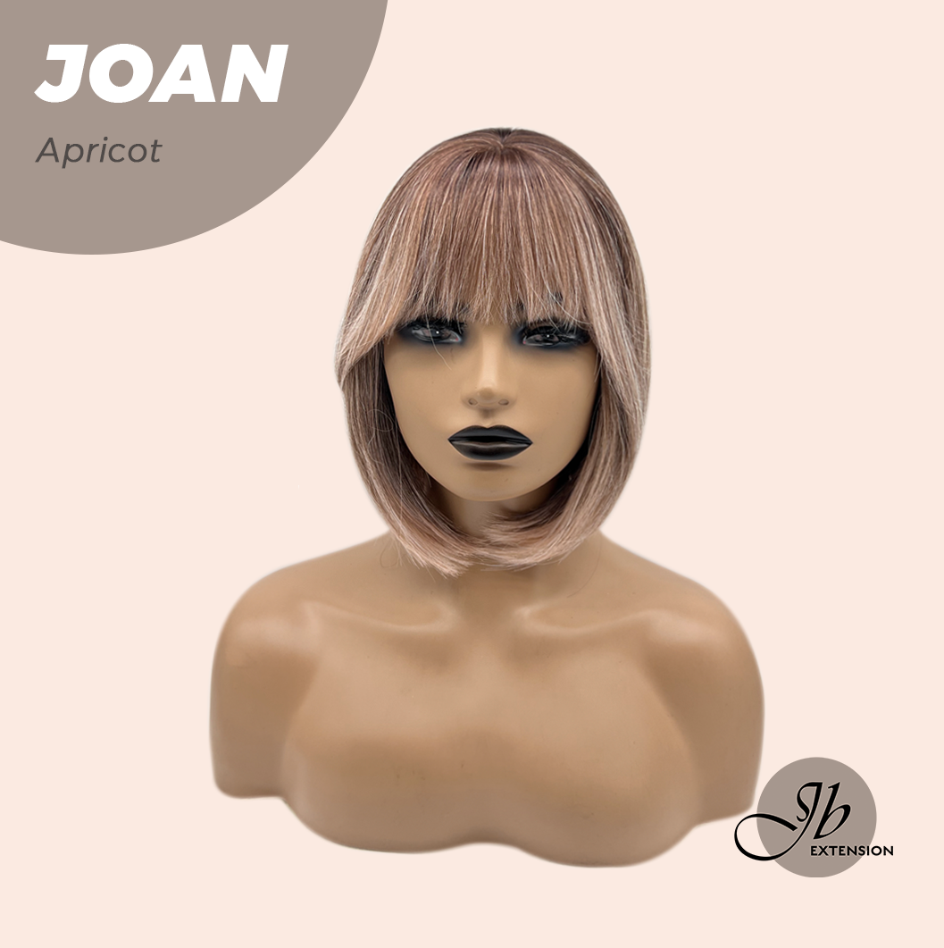 JBEXTENSION 10 Inches Bob Cut Apricot Wig with Bangs JOAN APRICOT