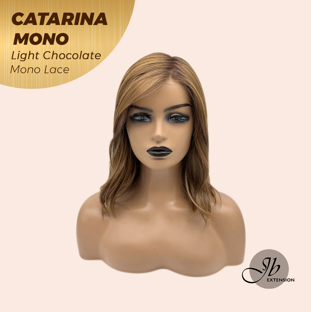 JBEXTENSION CATARINA MONO Full Monofilament Handmade Full Lace Full Hand Tied Wig 13 Inches Light Chocolate Mono Lace Handmade Futura Fiber Wig with Anti-slip Silicone Strips Glueless Wig CATARINA MONO LIGHT CHOCOLATE【BENDY EAR TABS】
