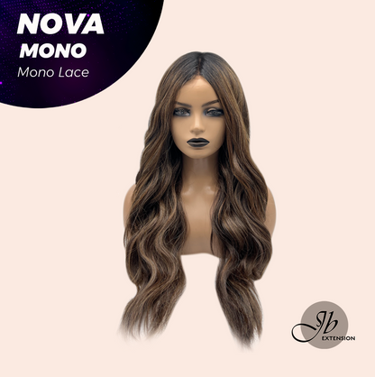 [FINAL SALE] JBEXTENSION NOVA MONO Monofilament Handmade Wig 6X5 Full Monofilament Hand Tied Top Wig 25 Inches Ombre Brown Curly Mono Lace Handmade Futura Fiber Glueless Black Sapphire Wig NOVA MONO【BENDY EAR TABS】