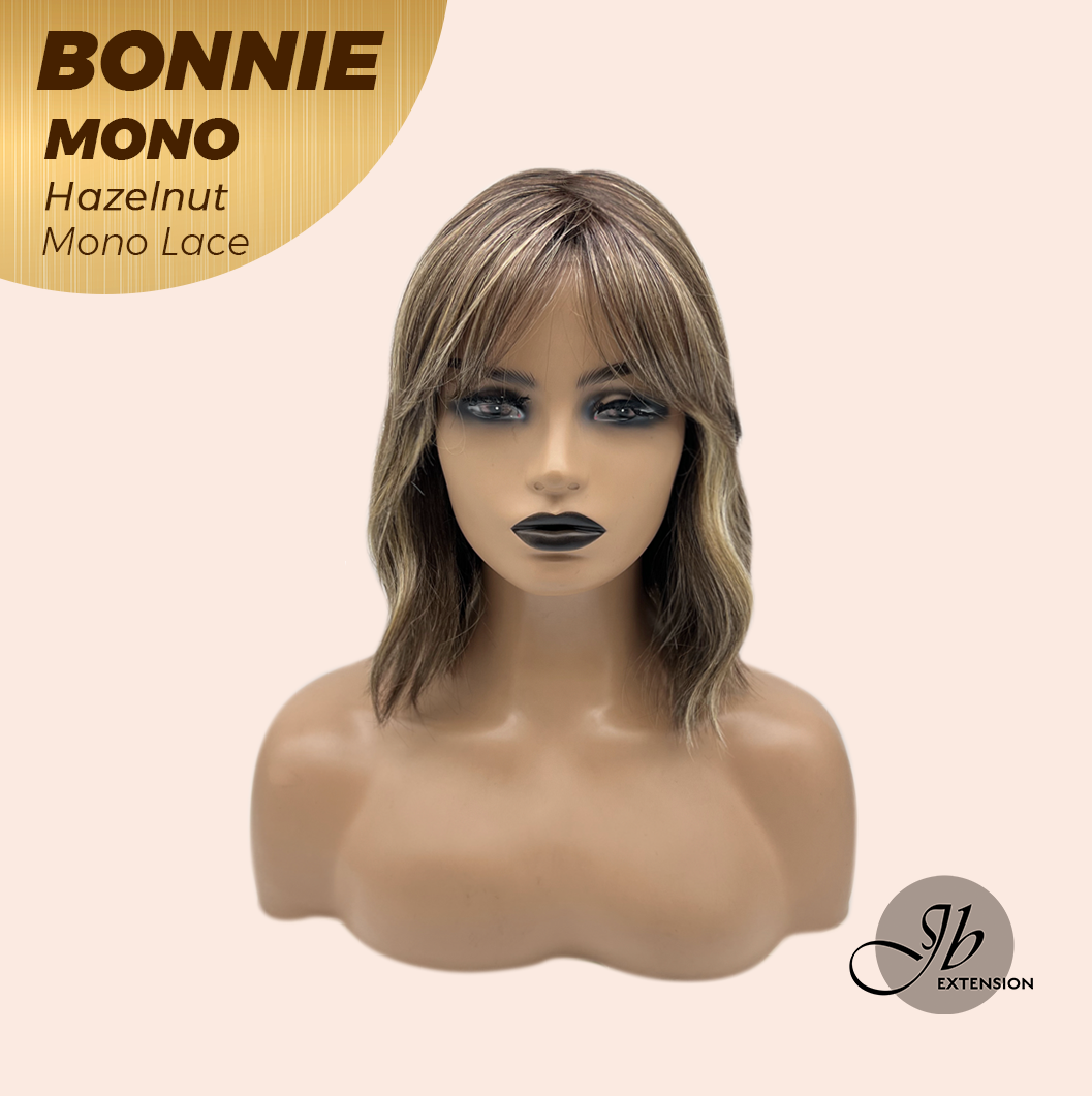 JBEXTENSION BONNIE MONO Full Monofilament Handmade Full Lace Full Hand Tied Wig 12 Inches Hazelnut Mono Lace Handmade Futura Fiber Glueless Wig BONNIE MONO HAZELNUT【BENDY EAR TABS】