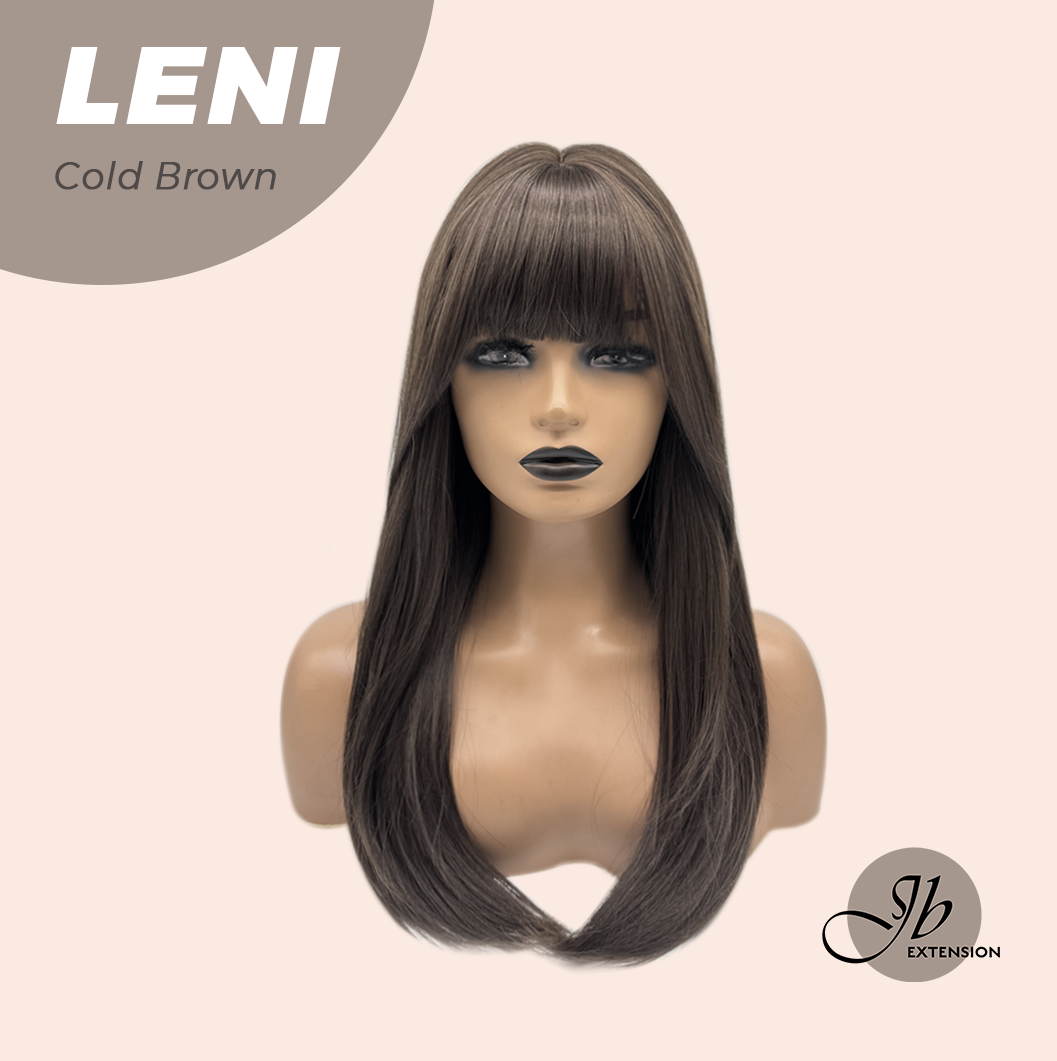 JBEXTENSION 22 Inches Cold Brown Fashion Wig with Bangs LENI COLD BROWN