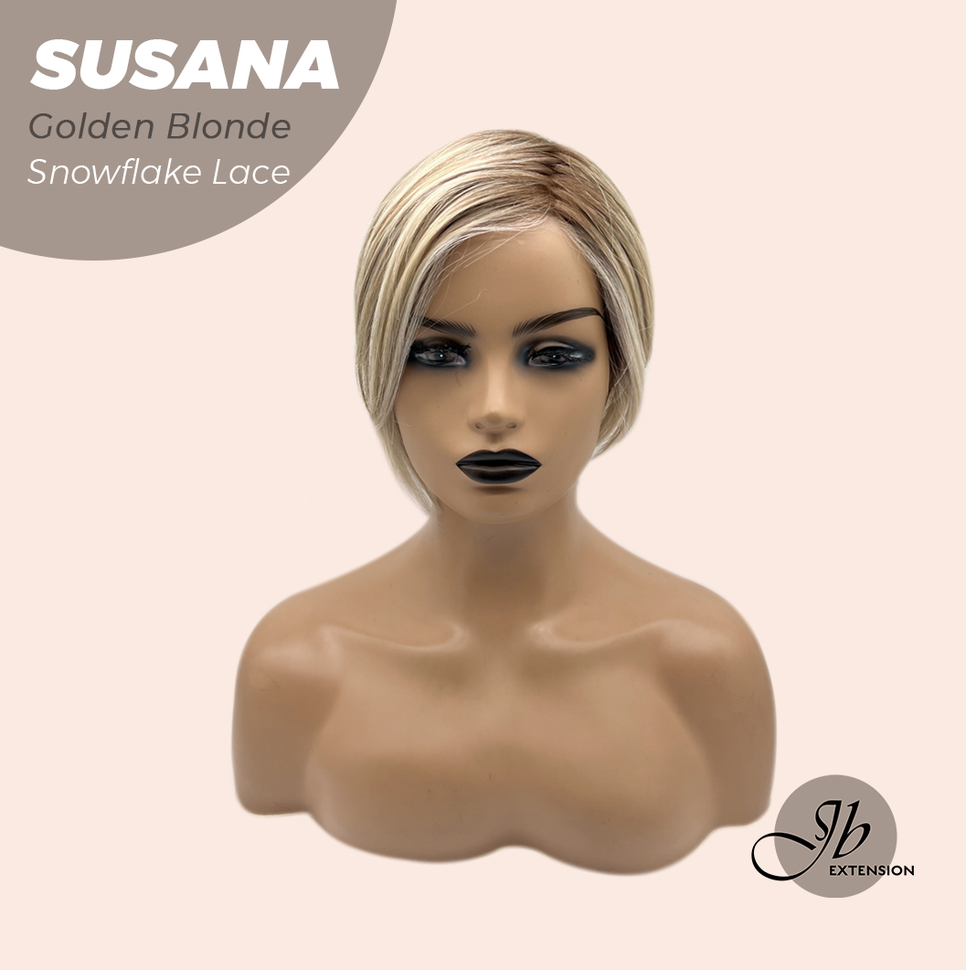 [PRE-ORDER] JBEXTENSION 9 Inches Golden Blonde Pre-Cut Side Part Snowflake Lace Frontlace Glueless Wig SUSANA GOLDEN BLONDE【BENDY EAR TABS】