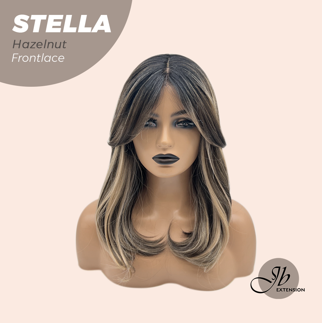 JBEXTENSION 16 Inches Hazelnut Curly Women Pre-Cut Frontlace Glueless Wig STELLA HAZELNUT