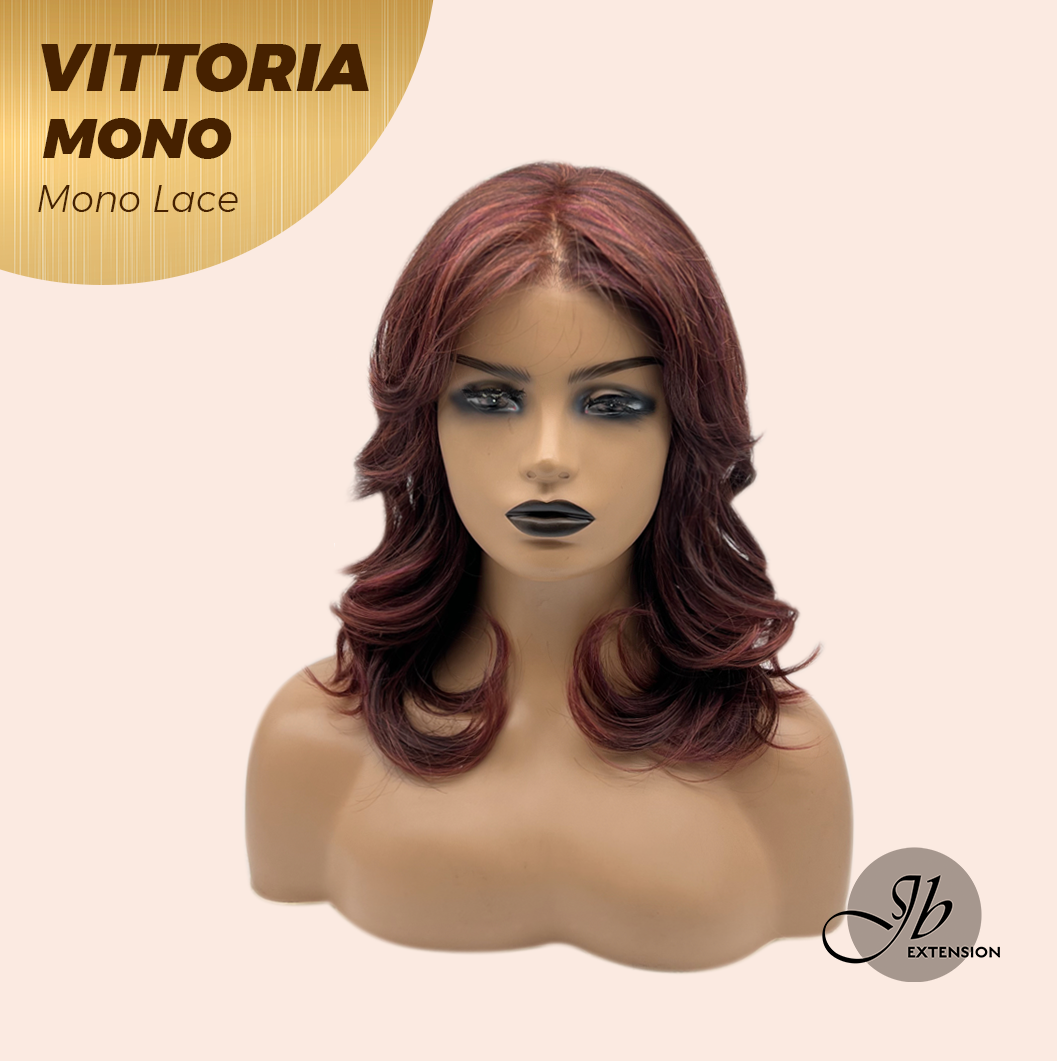 [FINAL SALE] JBEXTENSION VITTORIA MONO Monofilament Handmade Wig 6X5 Full Monofilament Hand Tied Top Wig 16 Inches Dark Red Curly Mono Lace Wig With Anti-slip Silicone Strips Glueless Wig VITTORIA MONO【BENDY EAR TABS】