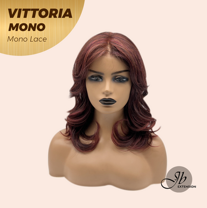 [FINAL SALE] JBEXTENSION VITTORIA MONO Monofilament Handmade Wig 6X5 Full Monofilament Hand Tied Top Wig 16 Inches Dark Red Curly Mono Lace Wig With Anti-slip Silicone Strips Glueless Wig VITTORIA MONO【BENDY EAR TABS】