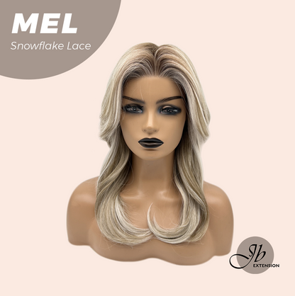 JBEXTENSION 20 Inches Ash Blonde Curly Pre-Cut Snowflake Lace Frontlace Glueless Wig MEL ASH BLONDE【PERMATEASE】【BENDY EAR TABS】- M/L