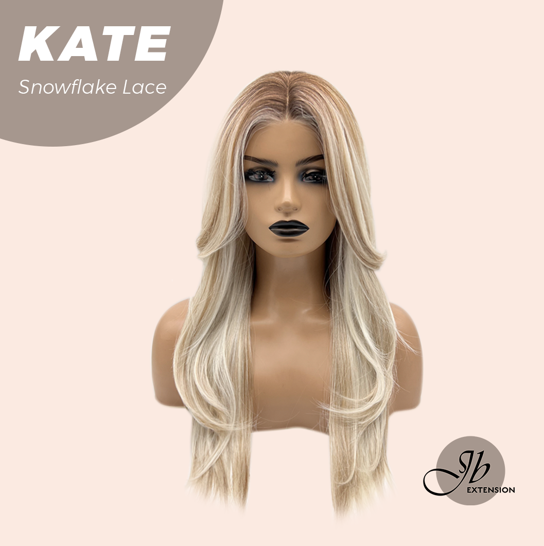 JBEXTENSION 24 Inches Butter Milk Pre-Cut Arc Snowflake Lace Frontlace Glueless Wig KATE【BENDY EAR TABS】