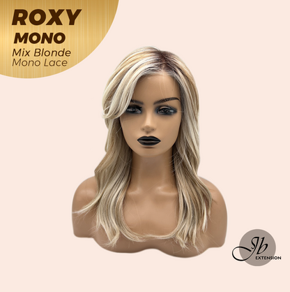 JBEXTENSION ROXY MONO Full Monofilament Handmade Full Lace Full Hand Tied Wig 19 Inches Mix Blonde Mono Lace Handmade Futura Fiber Wig with Anti-slip Silicone Strips Glueless Wig ROXY MONO - MIX BLONDE【BENDY EAR TABS】