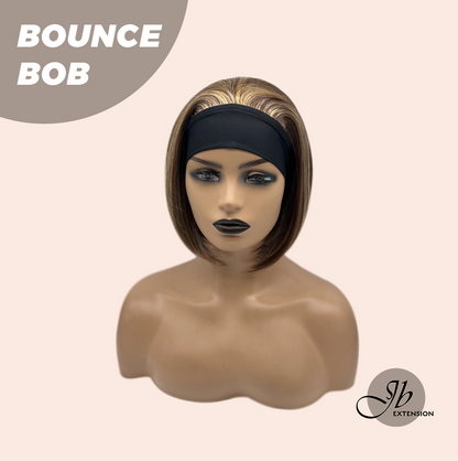 JBEXTENSION 10 Inches Bob Cut Honey Chestnut Balayage Headband Wig BOUNCE BOB