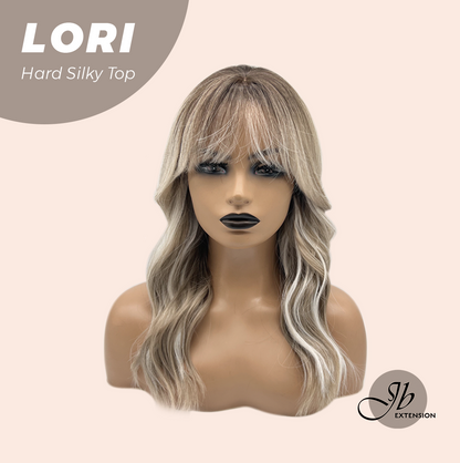 JBEXTENSION 20 Inches Scalpiana Wave Mix Blonde with Dark Root 3.5X4 Hard Silky Top Natural Scalp Effect Wig LORI