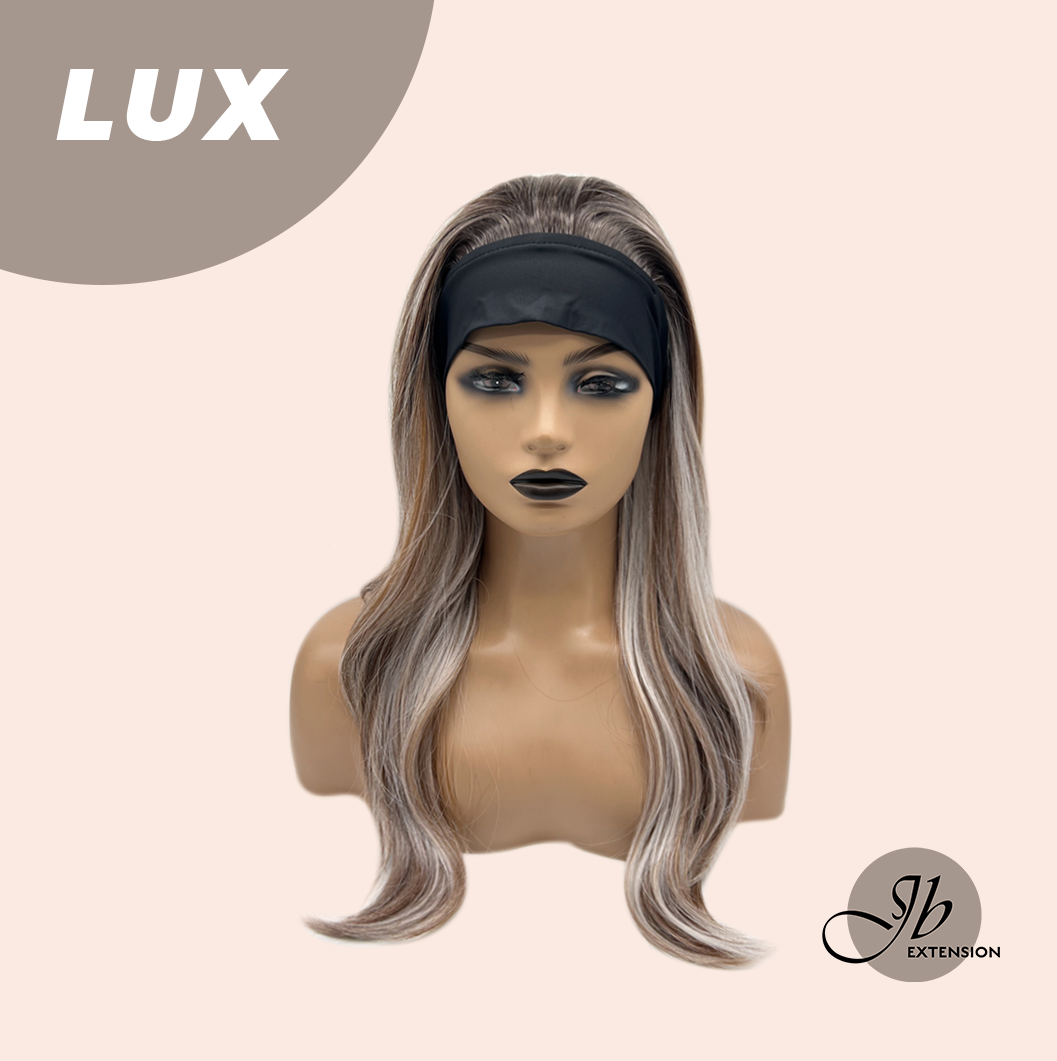 JBEXTENSION 22 Inches Medium Brown Base with Silver Blonde Ombre Highlights Headband Wig LUX