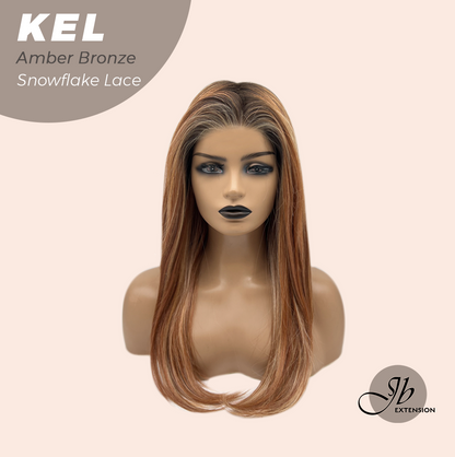 JBEXTENSION 22 Inches Amber Bronze Pre-Cut Snowflake Lace Frontlace Glueless Wig KEL AMBER BRONZE【PERMATEASE】【BENDY EAR TABS】- M/L