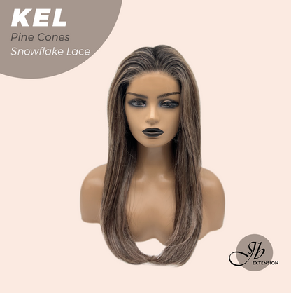 JBEXTENSION 22 Inches Pine Cones Pre-Cut Snowflake Lace Frontlace Glueless Wig KEL PINE CONES【PERMATEASE】【BENDY EAR TABS】- S/M