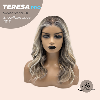JBEXTENSION 18 Inches Silver Sand Blonde Pre-Cut 13X6 Free Part Snowflake Lace Frontlace Glueless Wig TERESA PRO - SILVER SAND BLONDE【BENDY EAR TABS】