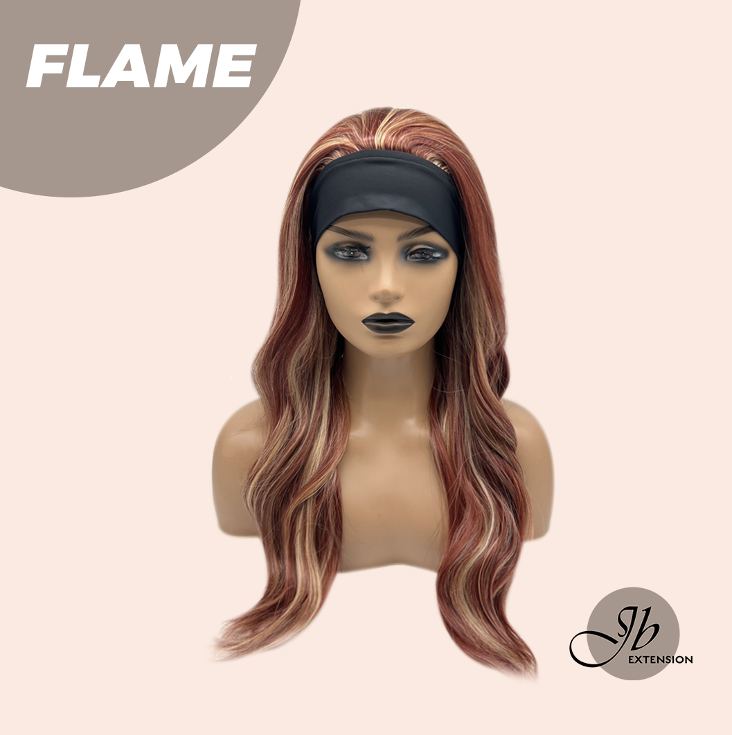 JBEXTENSION 24 Inches Curly Copper Auburn with Blonde Highlights Headband Wig FLAME