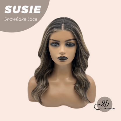 JBEXTENSION 16 Inches Dark Hazelnut Pre-Cut Arc Snowflake Lace Frontlace Glueless Wig SUSIE SNOWFLAKE【BENDY EAR TABS】