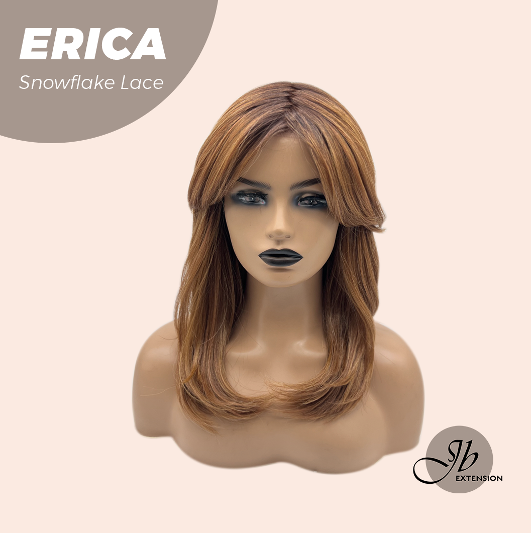 JBEXTENSION 18 Inches Curly Copper Pre-Cut Arc Snowflake Lace Frontlace Glueless Black Sapphire Wig ERICA【BENDY EAR TABS】