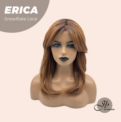 JBEXTENSION 18 Inches Curly Copper Pre-Cut Arc Snowflake Lace Frontlace Glueless Black Sapphire Wig ERICA【BENDY EAR TABS】