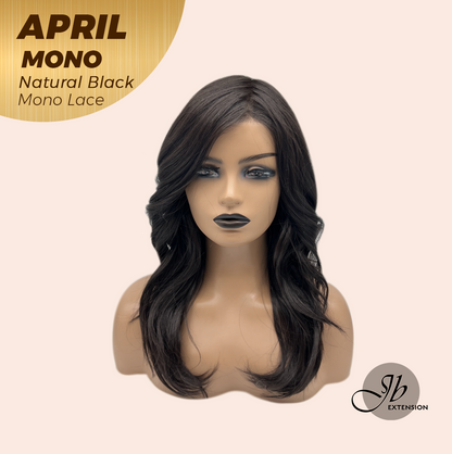 JBEXTENSION APRIL MONO Monofilament Handmade Wig 6X5 Full Monofilament Hand Tied Top Wig 18 Inches Natural Black Mono Lace Wig With Anti-slip Silicone Strips Glueless Wig APRIL MONO NATURAL BLACK【BENDY EAR TABS】
