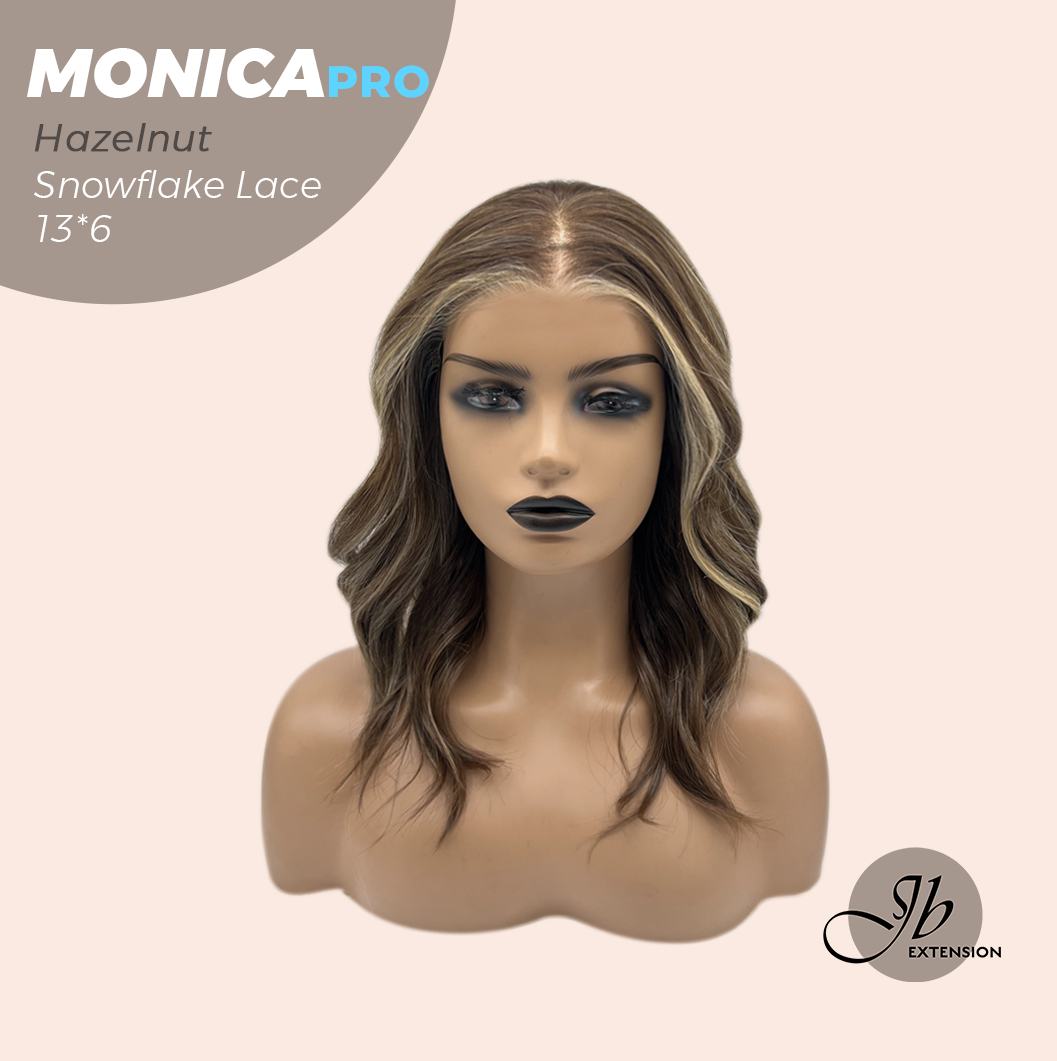 JBEXTENSION 16 Inches Hazelnut Pre-Cut 13X6 Free Part Snowflake Lace Frontlace Glueless Wig MONICA PRO - HAZELNUT【BENDY EAR TABS】