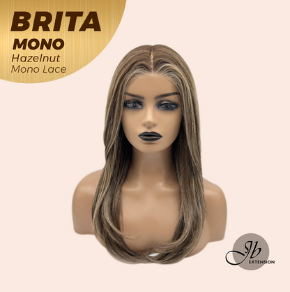 JBEXTENSION BRITA MONO Monofilament Handmade Wig 6X5 Full Monofilament Hand Tied Top Wig 22 Inches Hazelnut Mono Lace Wig Glueless Wig BRITA MONO - HAZELNUT【BENDY EAR TABS】