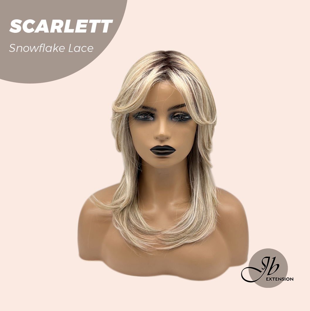 JBEXTENSION 19 Inches Curly Mix Blonde Pre-Cut Arc Snowflake Lace Frontlace Glueless Wig SCARLETT【BENDY EAR TABS】