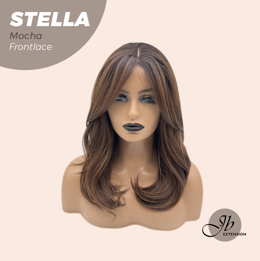 JBEXTENSION 16 Inches Mocha Curly Women Pre-Cut Frontlace Glueless Wig STELLA MOCHA