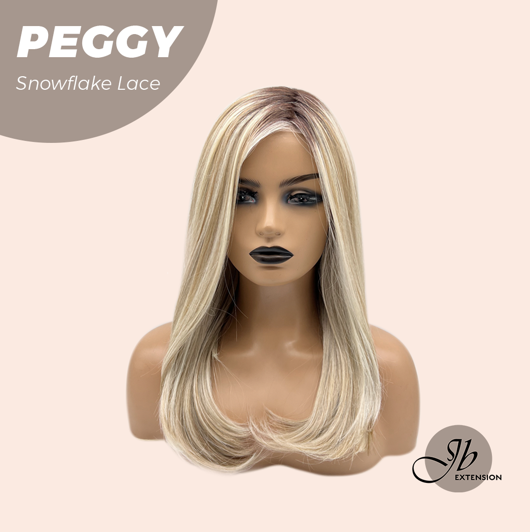 JBEXTENSION 19 Inches Long Straight Mix Blonde Pre-Cut Side Part Snowflake Lace Frontlace Glueless Wig PEGGY MIX BLONDE【BENDY EAR TABS】