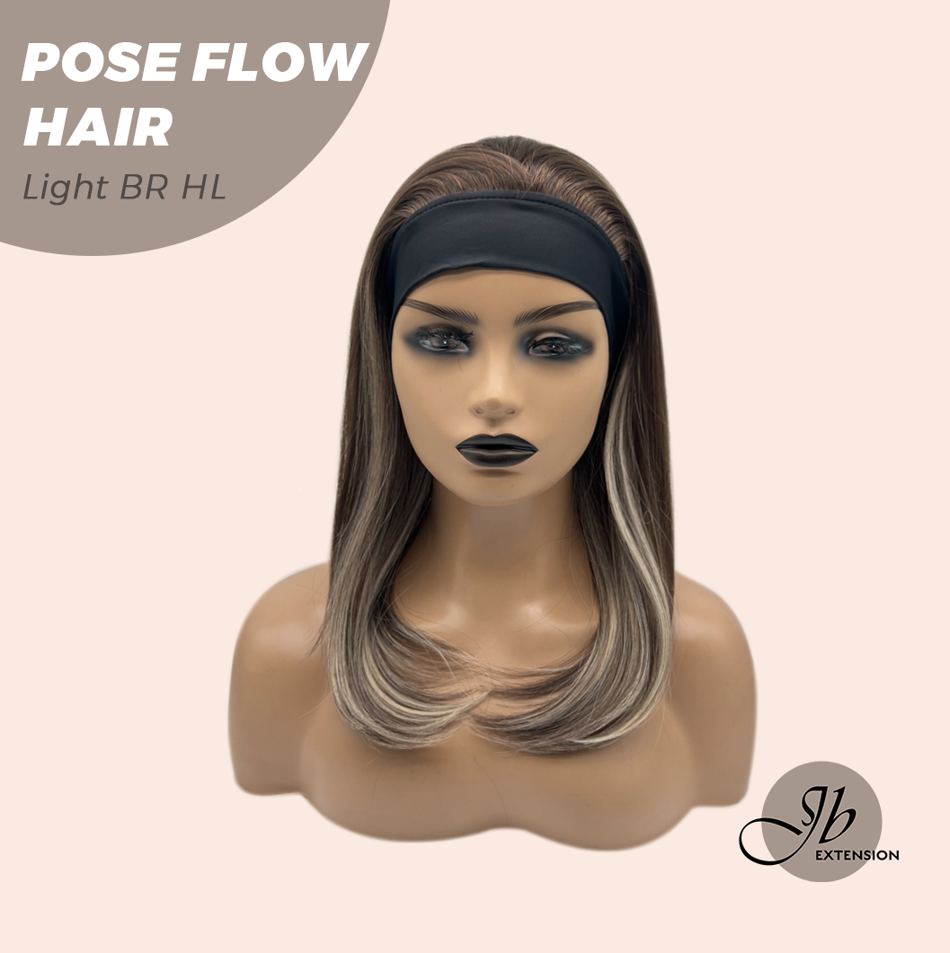 JBEXTENSION 18 Inches Light Brown Highlight Headband Wig POSE FLOW HAIR - LIGHT BROWN HIGHLIGHT