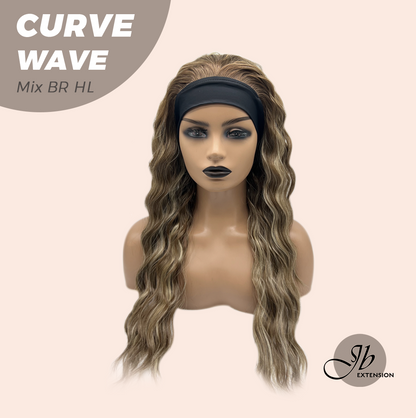 JBEXTENSION 26 Inches Long Wave Mix Brown Highlight Headband Wig CURVE WAVE - MIX BROWN HIGHLIGHT
