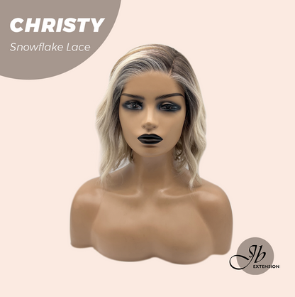 JBEXTENSION 11 Inches Mix Blonde Pre-Cut Side Part Snowflake Lace Frontlace Glueless Wig CHRISTY SNOWFLAKE【BENDY EAR TABS】