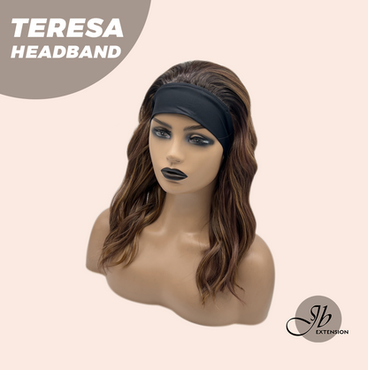JBEXTENSION 18 Inches Wave Caramel Auburn Honey Balayage Headband Wig TERESA HEADBAND