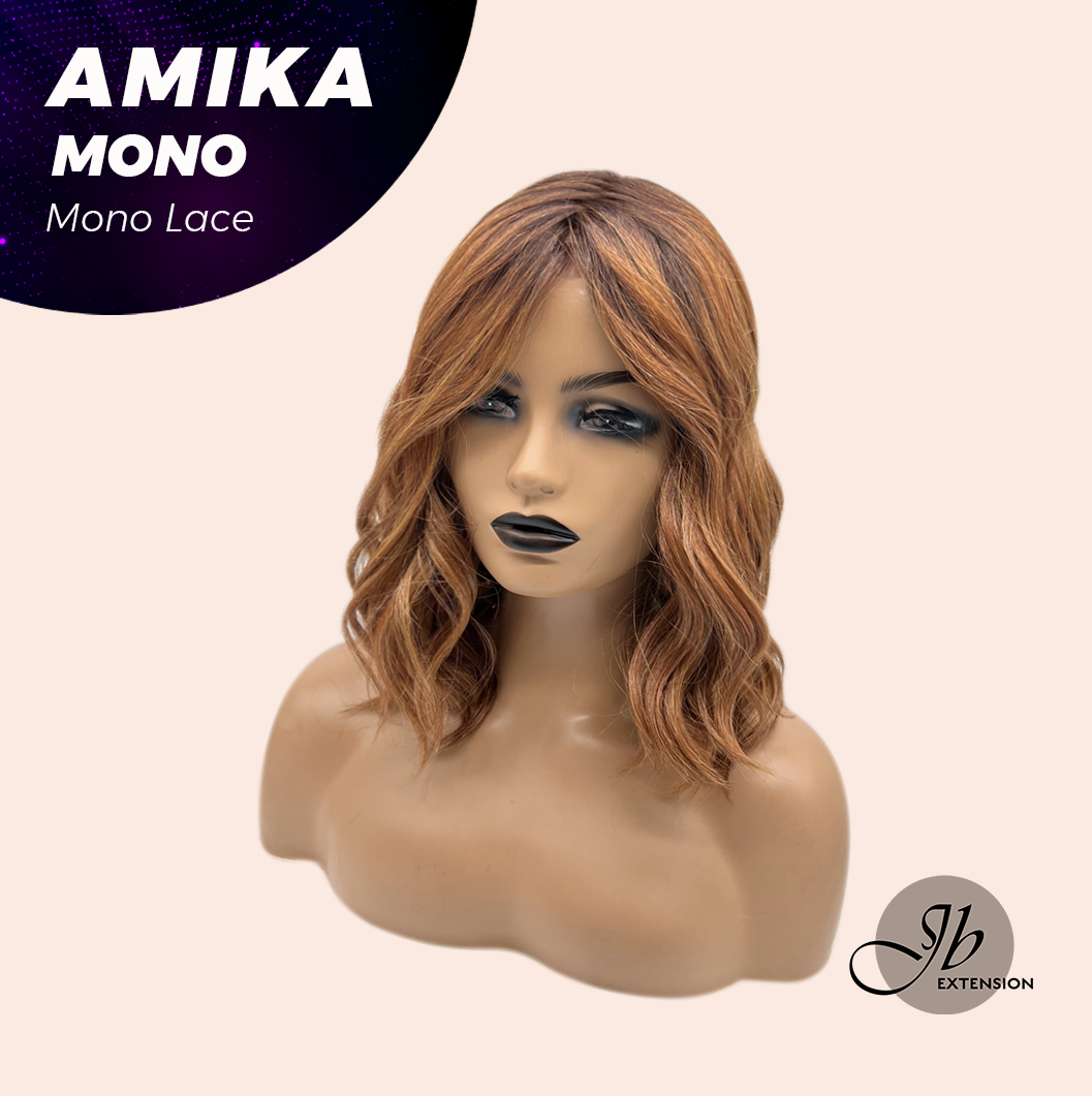 [FINAL SALE] JBEXTENSION AMIKA MONO Monofilament Handmade Wig 6X5 Full Monofilament Hand Tied Top Wig 14 Inches Copper Curly Mono Lace Wig Glueless Black Sapphire Wig AMIKA MONO【BENDY EAR TABS】
