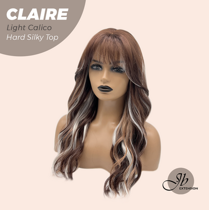 JBEXTENSION 22 Inches Scalpiana Light Calico 3.5X4 Hard Silky Top Natural Scalp Effect Women Wig with Bangs CLAIRE SILKY TOP - LIGHT CALICO