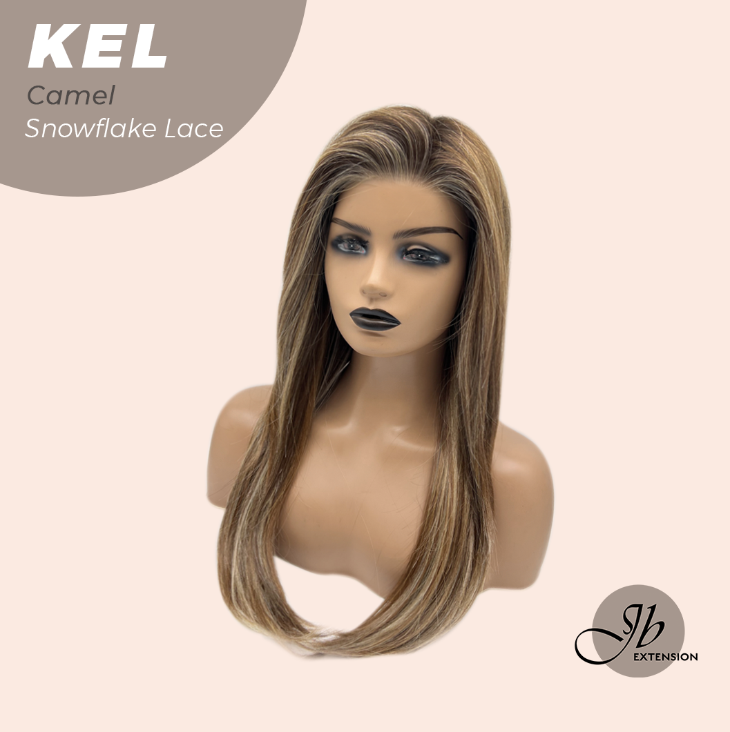 [FINAL SALE] JBEXTENSION 22 Inches Camel Pre-Cut Snowflake Lace Frontlace Glueless Wig KEL CAMEL【PERMATEASE】【BENDY EAR TABS】- M/L