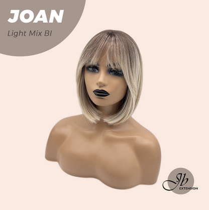JBEXTENSION 10 Inches Bob Cut Light Mix Blonde Wig with Bangs JOAN LIGHT MIX BLONDE