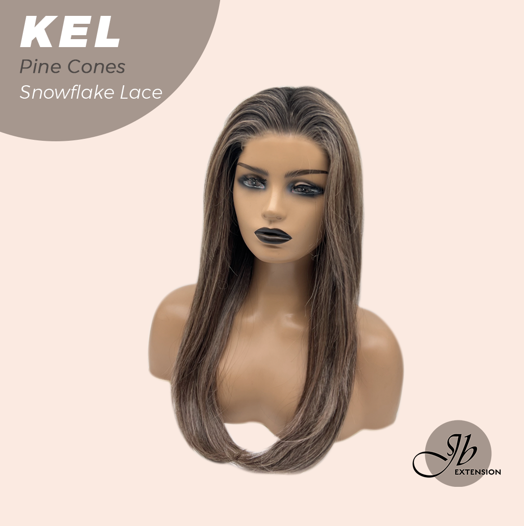 JBEXTENSION 22 Inches Pine Cones Pre-Cut Snowflake Lace Frontlace Glueless Wig KEL PINE CONES【PERMATEASE】【BENDY EAR TABS】- S/M